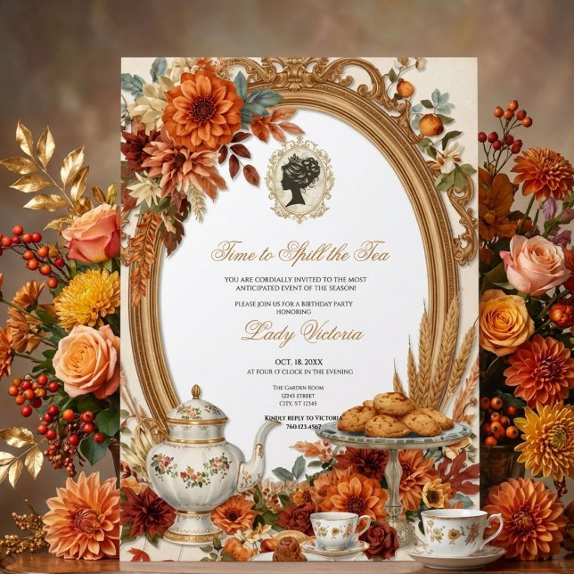 Fall Time to Spill the Tea Bridal Shower Invitation (Creator Uploaded)