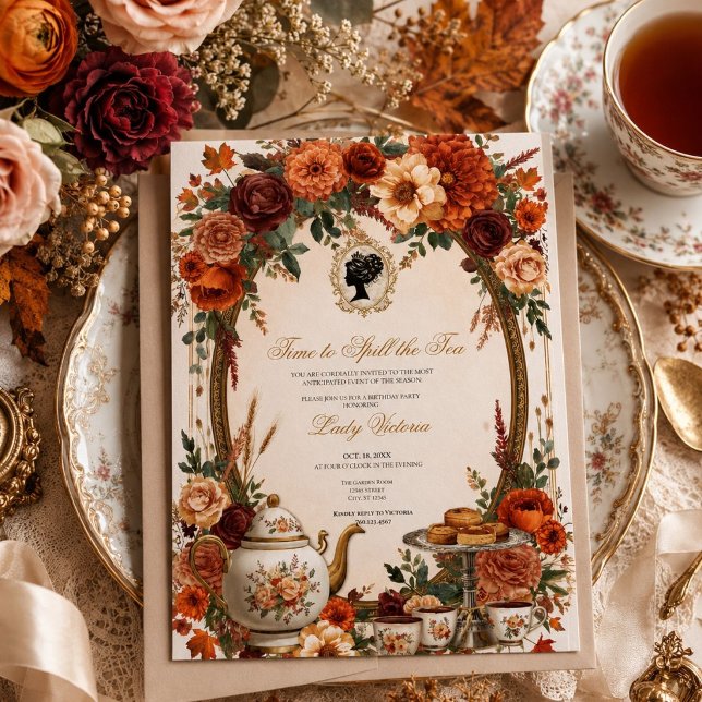 Fall Time to Spill the Tea Bridal Shower Invitation (Creator Uploaded)