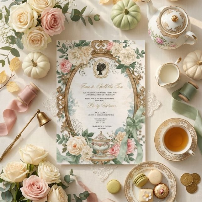Fall Time to Spill the Tea Bridal Shower Invitation (Creator Uploaded)