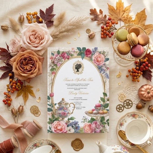 Fall Time to Spill the Tea Bridal Shower Invitation (Creator Uploaded)