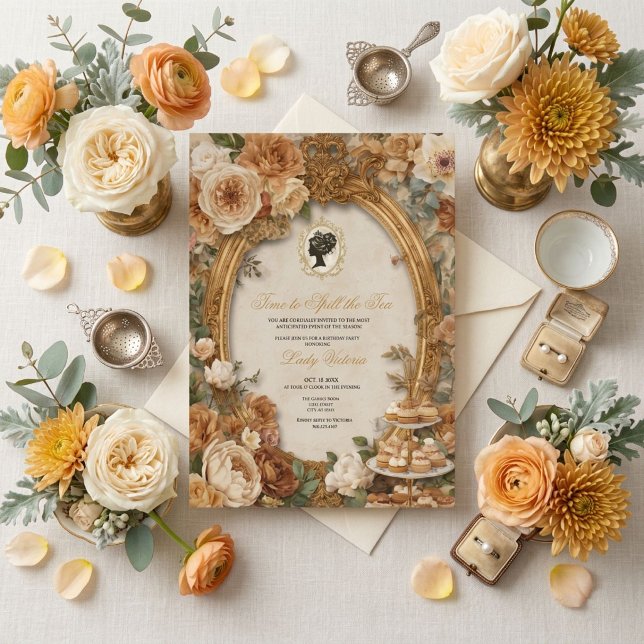 Fall Time to Spill the Tea Bridal Shower Invitation (Creator Uploaded)