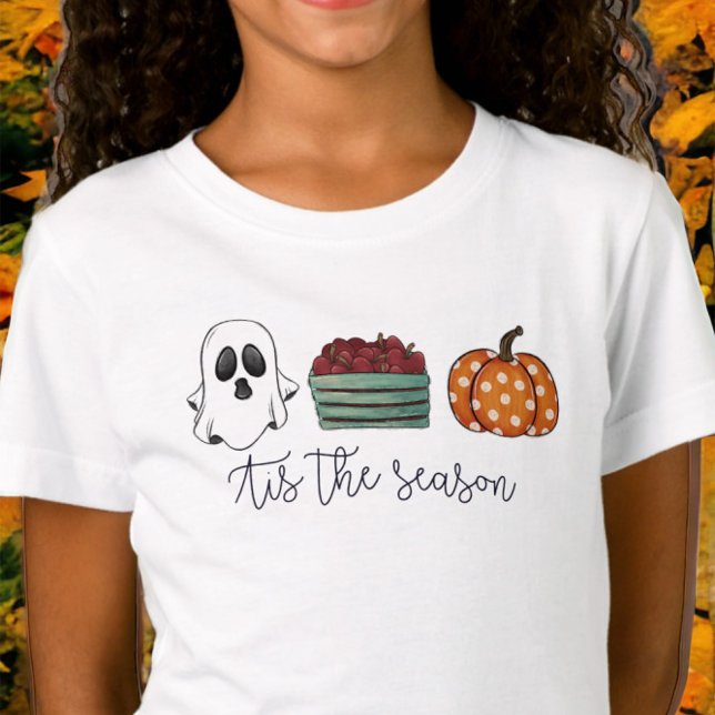 Fall Tis the Season Script Ghost Apples Pumpkin  T-Shirt (Creator Uploaded)