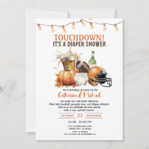 Fall Touchdown it's a diaper Baby shower Beer  Invitation