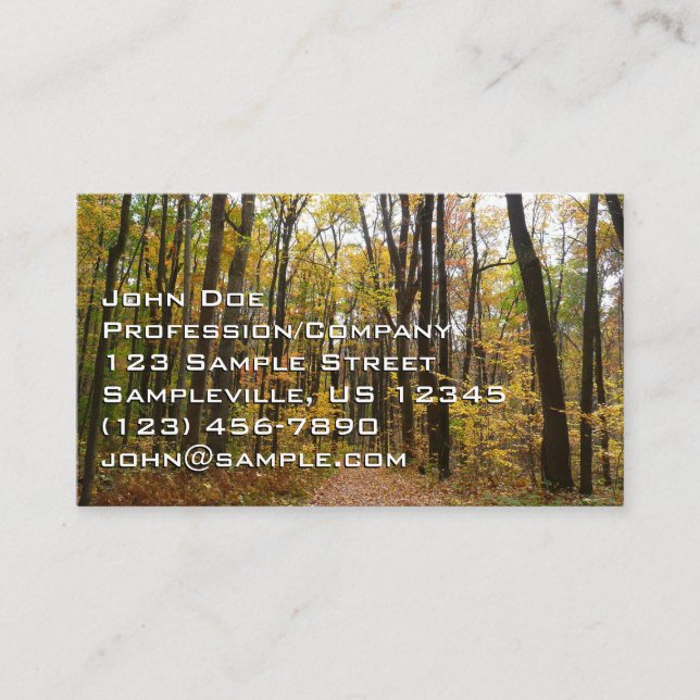 Fall Trail and Golden Leaves at Laurel Hill Park Business Card (Front)