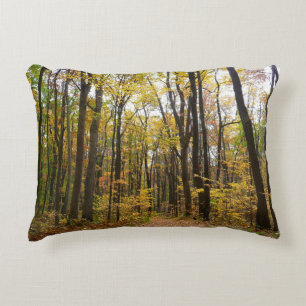 Fall Trail and Golden Leaves at Laurel Hill Park Decorative Cushion