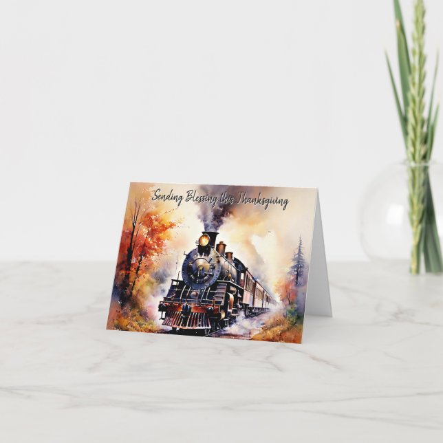 Fall train custom Thanksgiving greeting Card (Front)