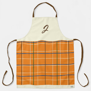 Fall Treat Plaid Orange Chocolate Cream Blue Green Apron