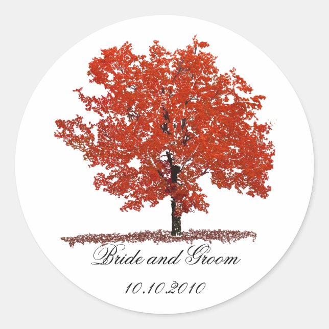 Fall tree classic round sticker (Front)