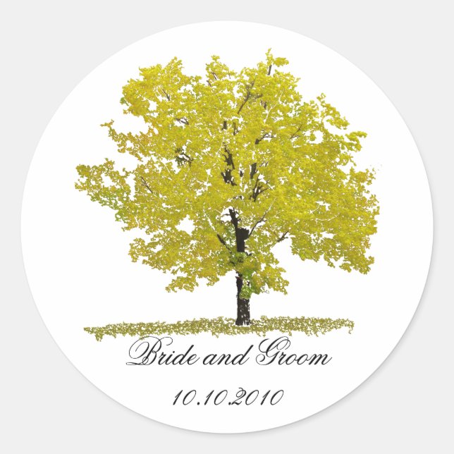 Fall tree classic round sticker (Front)