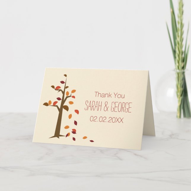 Fall, tree fall wedding Thank You (Front)