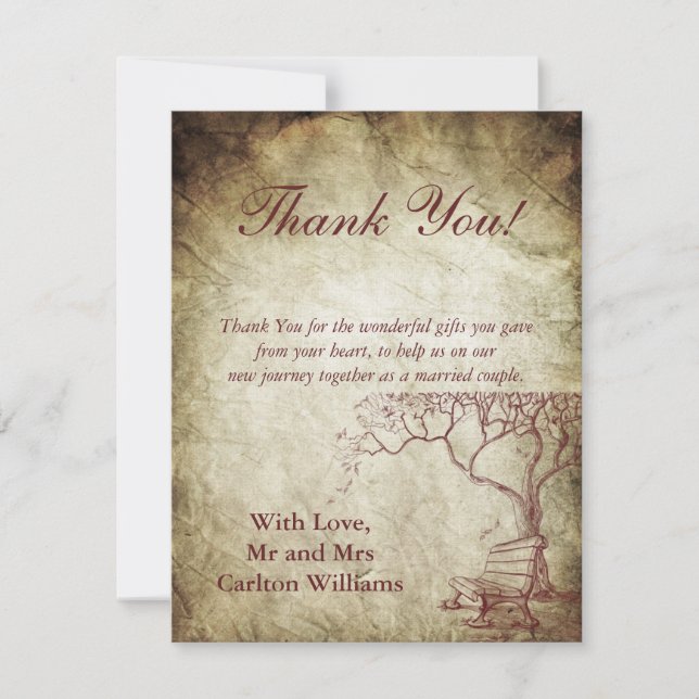Fall Tree Flat Wedding Thank You Card (Front)