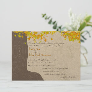 Fall Tree Initials In Trunk Yellow Orange Leaves Invitation