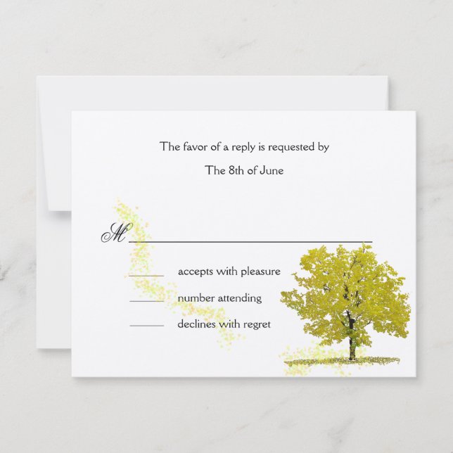 Fall Tree respond cards-gold RSVP Card (Front)
