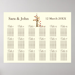 Fall tree Rustic wedding Seating Chart