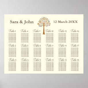 Fall tree Rustic wedding Seating Chart