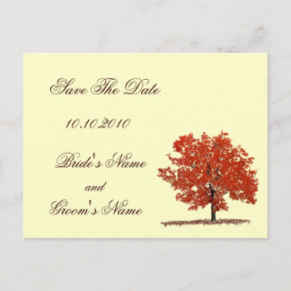 Fall Tree Save The Date postcard. Announcement Postcard