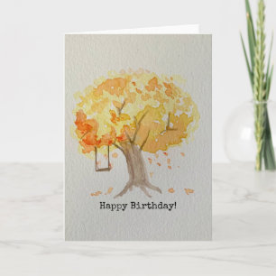 Fall Tree Swing Birthday Card