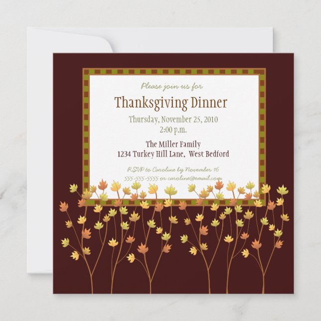 Fall Tree Thanksgiving Invitation (Front)