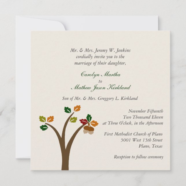 Fall Tree Wedding Invitation (Front)