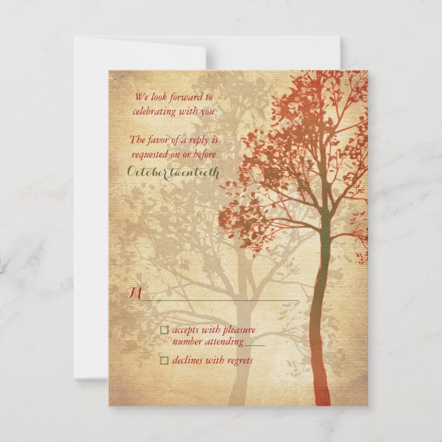 Fall Tree Wedding Reply Card (Front)