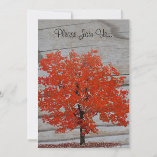 Fall Tree Wedding with Barnwood 2 Invitation