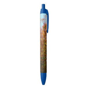 Fall Trees and Blue Sky Autumn Nature Photography Ink Pen