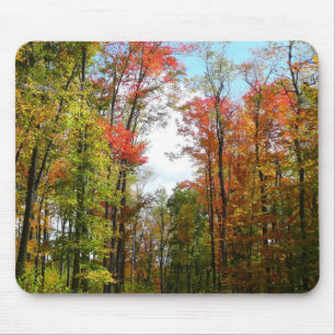 Fall Trees and Blue Sky Autumn Nature Photography Mouse Mat