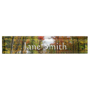 Fall Trees and Blue Sky Autumn Nature Photography Nameplate
