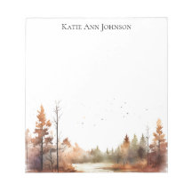 Fall Trees and Leaves Landscape Notepad Stationery