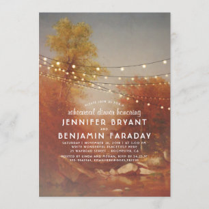 Fall Trees and String Lights Rehearsal Dinner Invitation