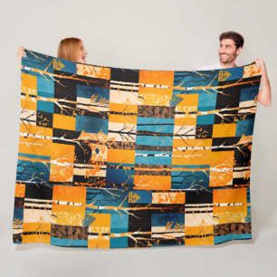 Fall Trees Autumn Leaf Colours Patchwork Pattern Fleece Blanket