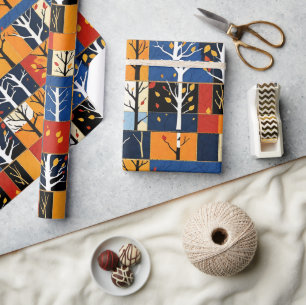 Fall Trees Autumn Leaves Colours Wrapping Paper