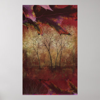 Fall Trees Digital Painting Poster