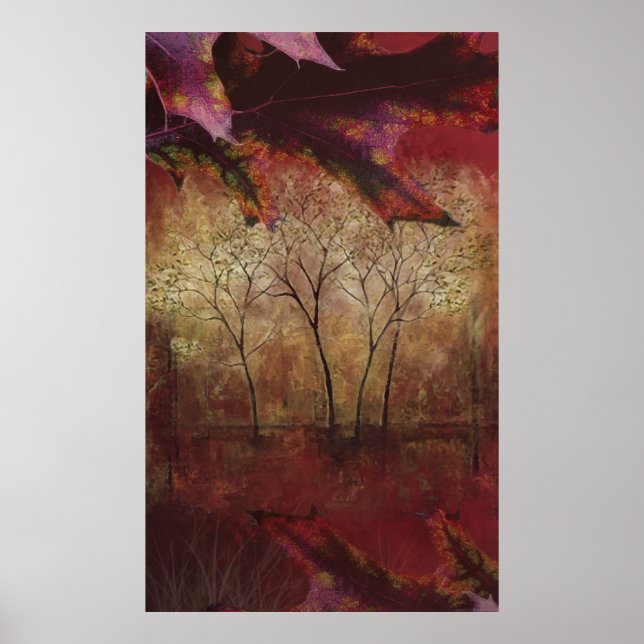 Fall Trees Digital Painting Poster (Front)