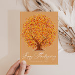 fall trees happy thanksgiving holiday card<br><div class="desc">This thanksgiving holiday card features autumnal fall tree leaves. The text and back colour can be personalised.</div>