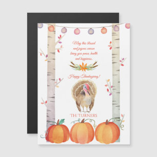 Fall Trees Pumpkins Turkey Happy Thanksgiving Magnetic Invitation