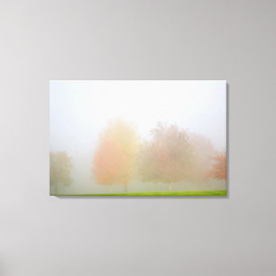 Fall trees shrouded in mist canvas print