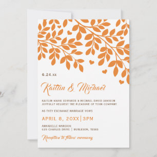 Fall Trees Wedding Invitations Orange & Brown