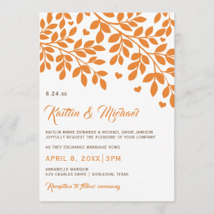 Fall Trees Wedding Invitations   Orange & Brown