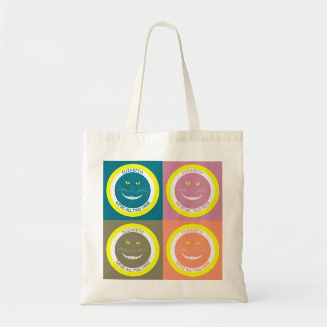 Fall Trendy Pastel Colours Cheshire Smiling Cat Tote Bag (Front)