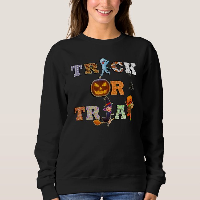 Fall Trick Or Treat Halloween Sweatshirt (Front)