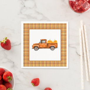 Fall Truck Birthday Napkin - Truck Only