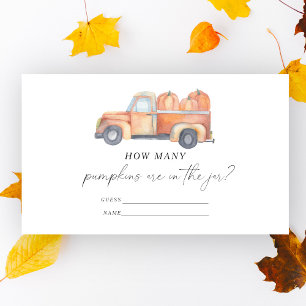 Fall truck - guess how many pumpkin are in the jar enclosure card