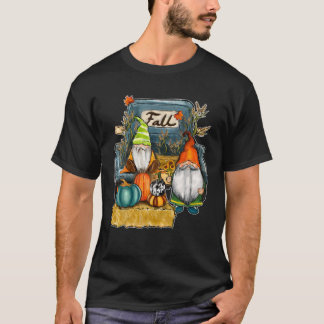 Fall Truck Pumpkins Gnomes On Truck For Fall Lover T-Shirt