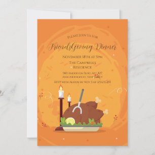 Fall Turkey Friendsgiving Dinner Invitation
