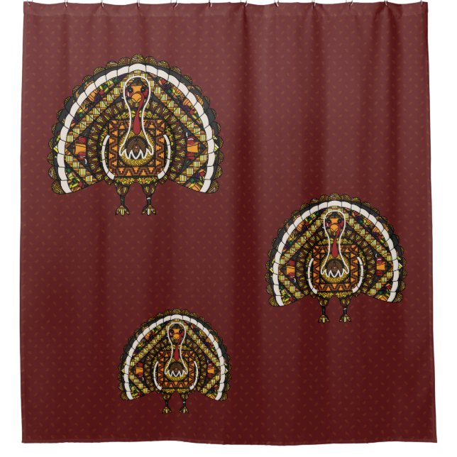 Fall Turkey Shower Curtain (Front)