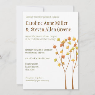 Fall Twig Tree 5x7 Wedding Invitation