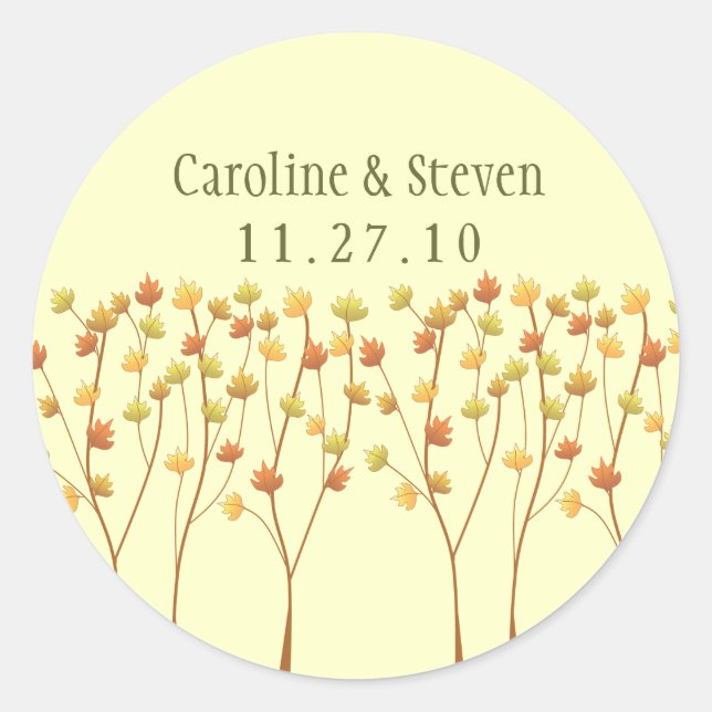 Fall Twig Tree - Wedding Classic Round Sticker (Front)