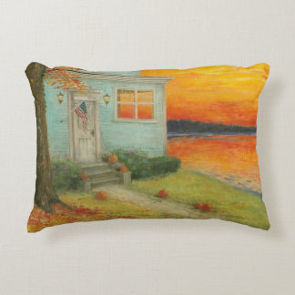 Fall Twilight Poetic Lakehouse Decorative Cushion