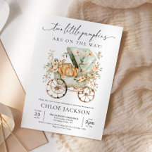 Fall Two Little Pumpkin Autumn Twins Baby Shower